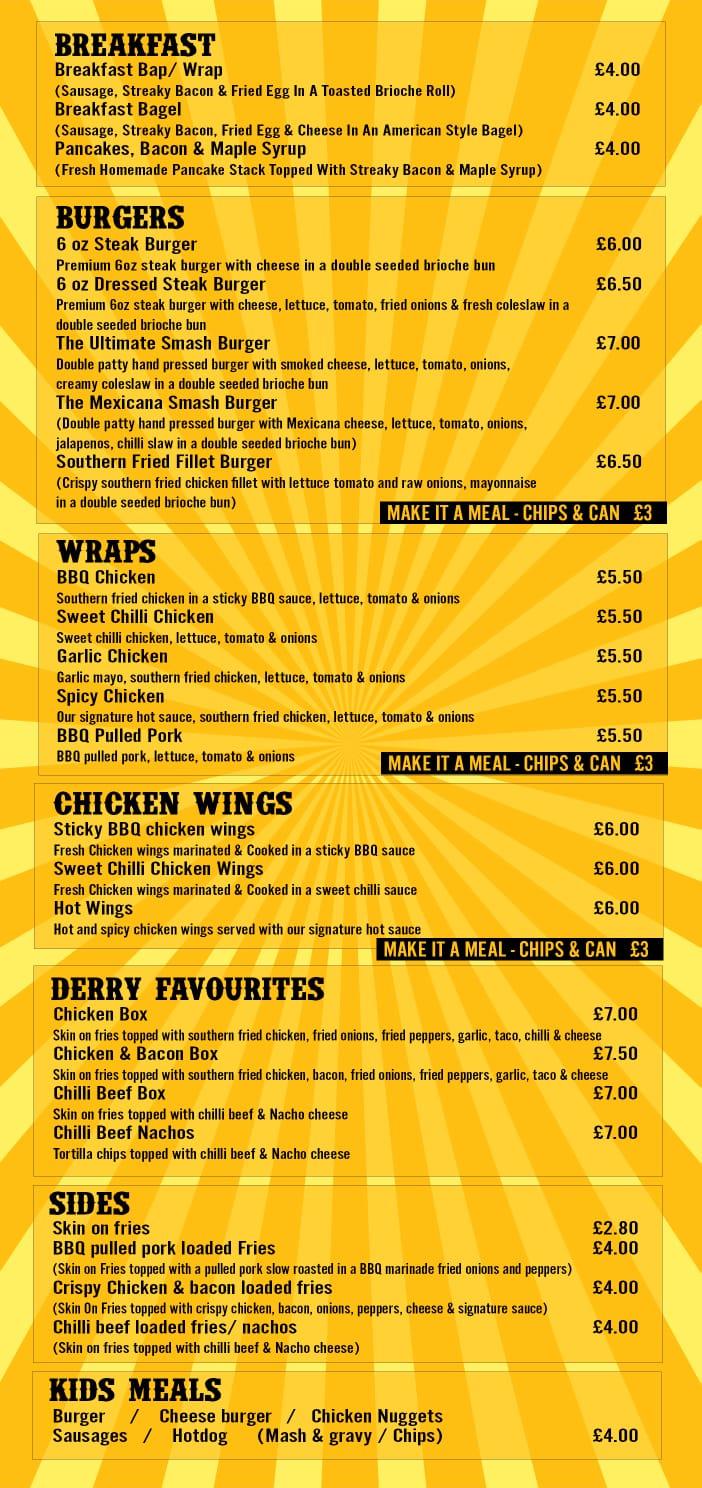 Bullet Burger Menu